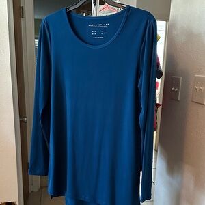 Susan Graver Teal Long Sleeve Tunic Top